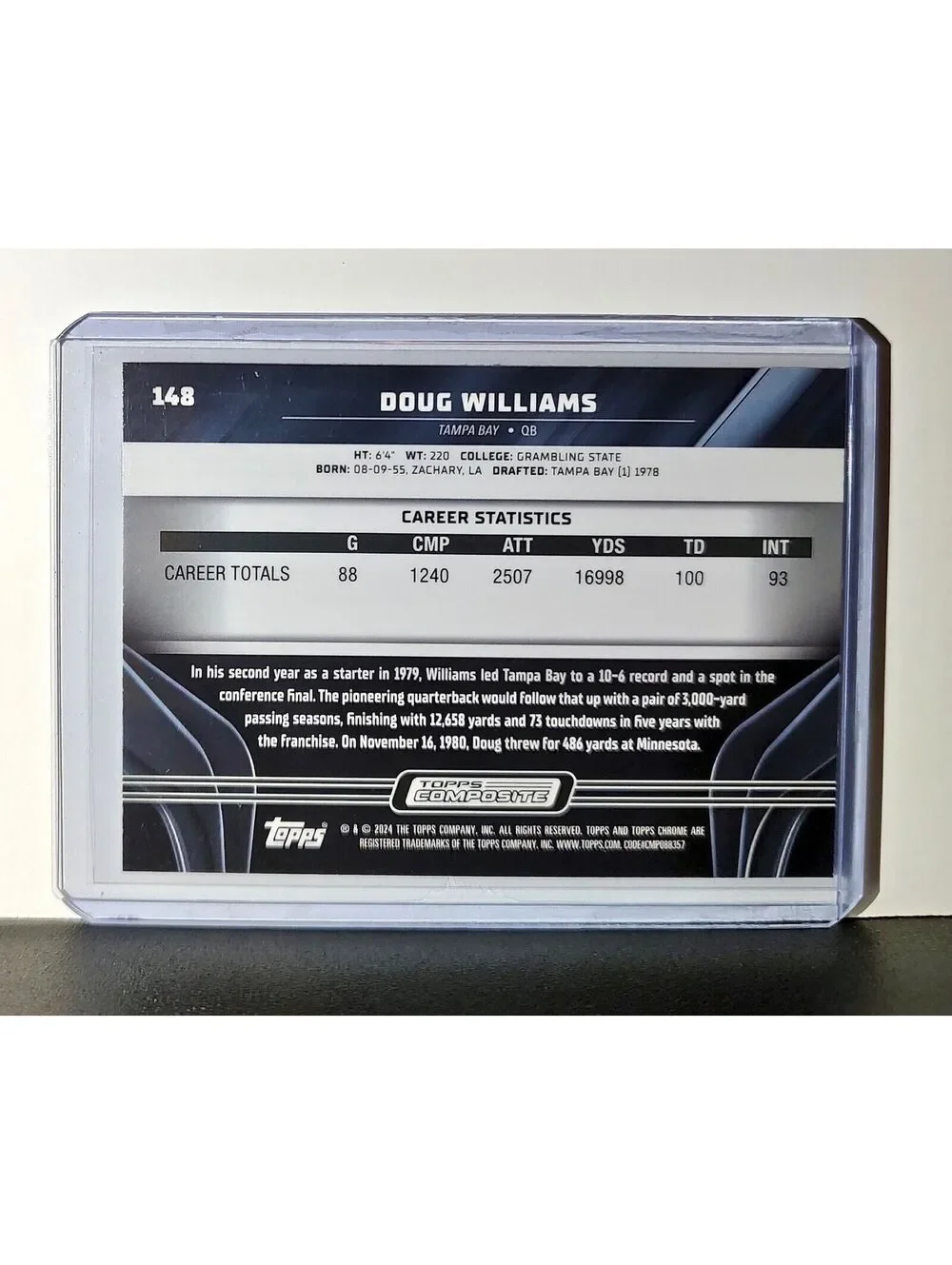 Doug Williams 2023 Topps Chrome Black NFL #148 Card Tampa Bay Buccaneers